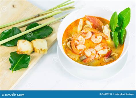 Tom Yum Goong Thai Hot And Spicy Soup With Shrimp Stock Image