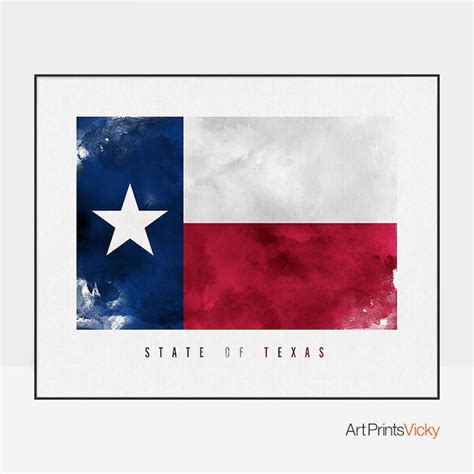 Texas state flag wall art art print American flag painting | Etsy