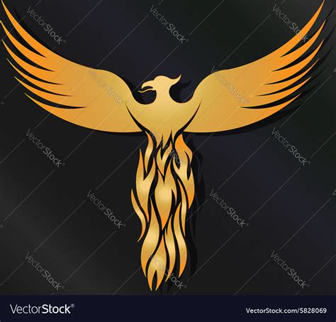 Golden Phoenix Bird Royalty Free Vector Image - VectorStock