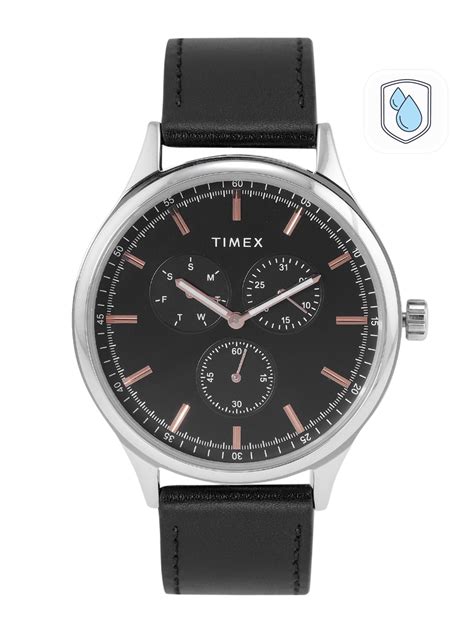 Timex Men Brass Dial Leather Straps Analogue Multi Function Watch