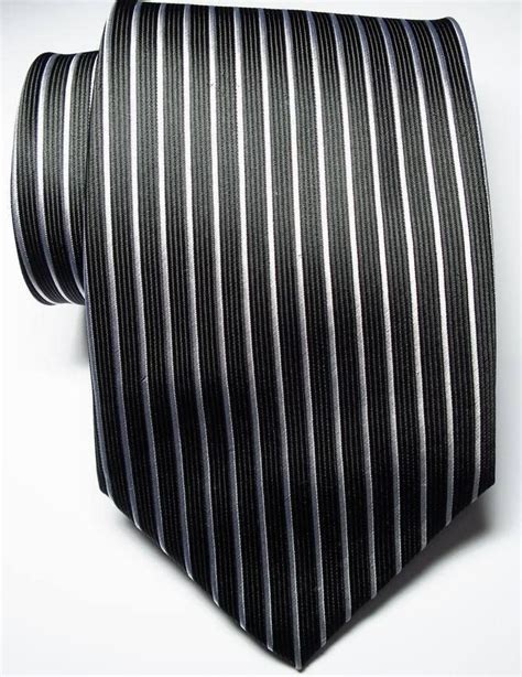 New Classic Striped Black White Jacquard Woven Silk Men S Tie