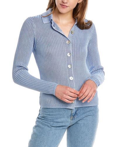 Vince Light Blue Ribbed Cardigan Modesens