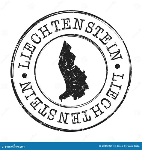 Liechtenstein Map Symbol. Round Design Stamp. Travel and Business
