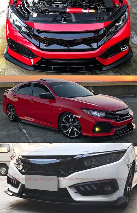 For Honda Civic Th Gen Gloss Blk Jdm Battle Style Front