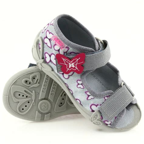 Befado sandałki obuwie dziecięce 242P090 fioletowe szare różowe ...