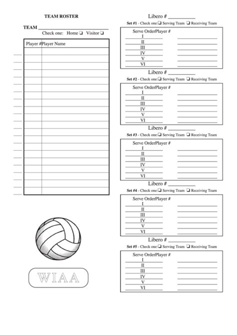 Printable Volleyball Lineup Sheets