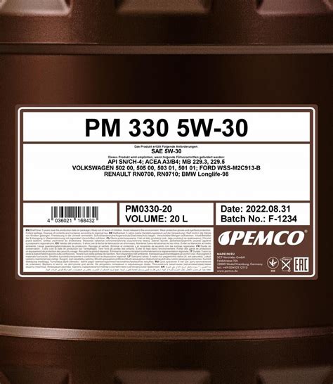 PEMCO IDRIVE 300 IDRIVE 330 Aceite De Motor 5W 30 Aceite Sintetico