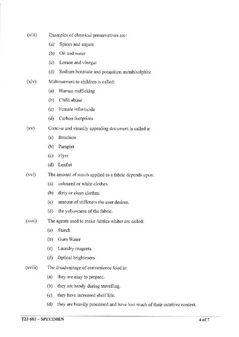 Icse Home Science Specimen Paper 2023 Pdf Cisce Class 10 Home