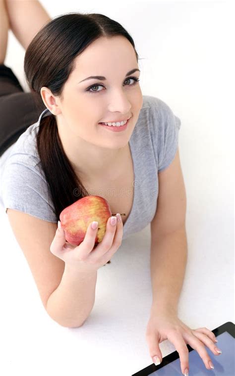 Beautiful Brunette Stock Image Image Of Floor Lying