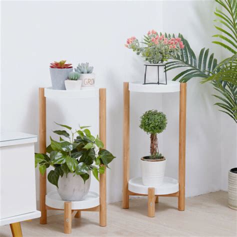 UNHO Premium Wood Plant Stand Indoor Corner Holder 2PCS A Set Simple