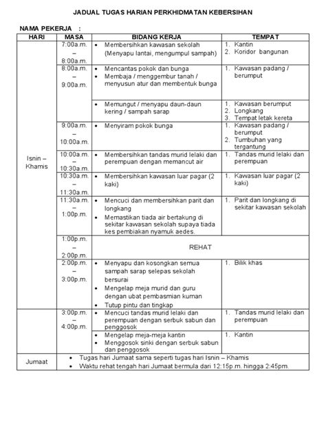 Contoh Jadual Kerja Dan Skop Pekerjaan Jacksonrillofaulkner