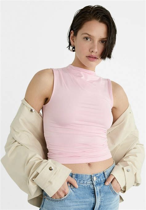 Stradivarius Gathered Top Pink Zalando