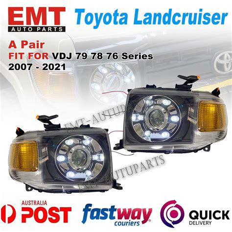 Headlights Pair Led Halogen Fit Toyota Landcruiser Vdj Series