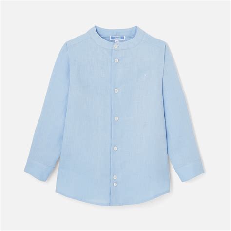 Chemise En Lin Enfant Gar On Taille A Couleur Bleu Clair Jacadi