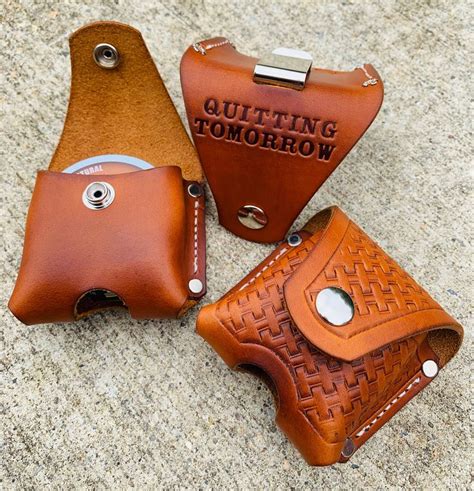 Custom Dip Can Holster Snuff Skoal Holder Etsy Cigarreras Arcos Cuero