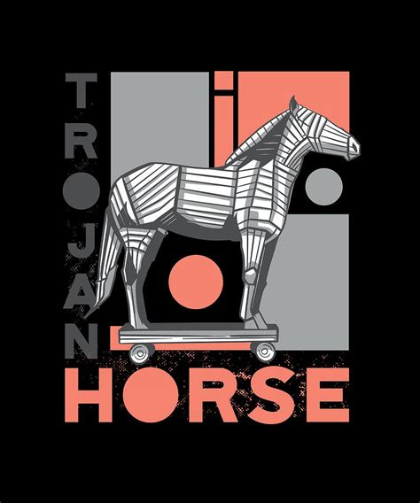 Trojan horse geometric drawing greek symbol Digital Art by Norman W