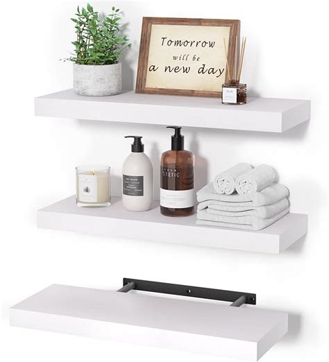 Upsimples Floating Shelves With Invisible Brackets Wall Mounted Rustic Wood Shelves Set Of 3