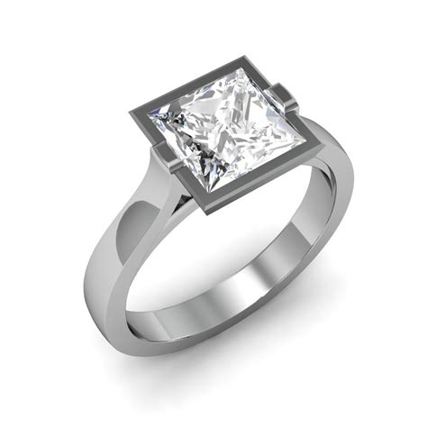 1ct. Princess cut Natural Diamond 3mm Bezel Setting Solitaire Natural ...