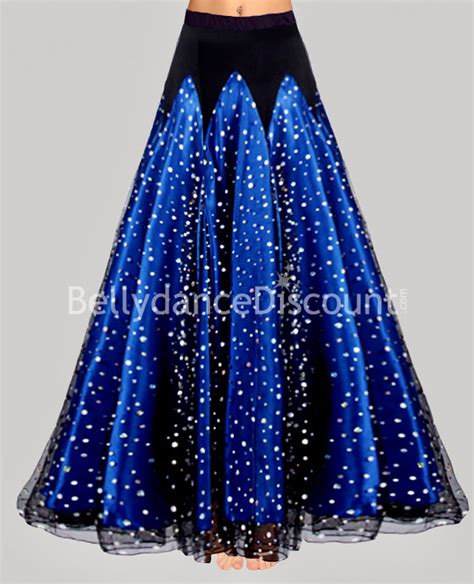 Midnight Blue Sequined Satin Dance Skirt 4590