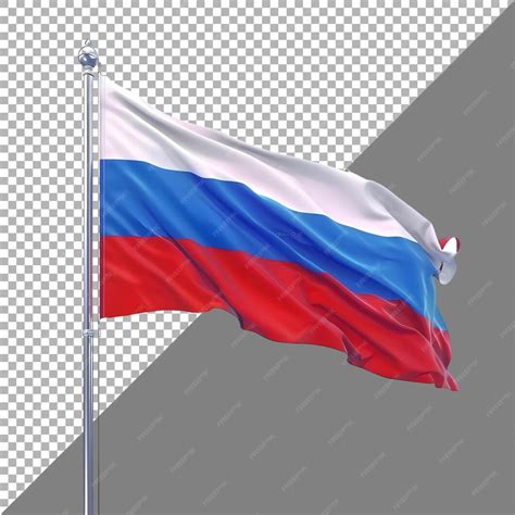 Флаг России на флагштоке изолирован на прозрачном фоне | Премиум PSD Файл