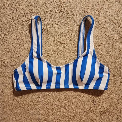 Cupshe Swim Blue White Striped Bikini Set Poshmark