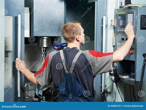 Worker At Machining Tool Workshop Stock Image Image Of Mechanical