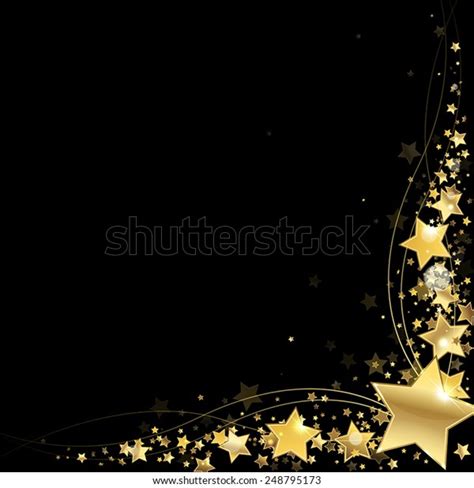 Frame Gold Stars On Black Background Stock Vector Royalty Free 248795173