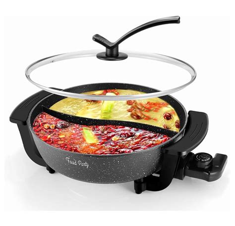 Electric Hot Pot With Divider Hotpot Pot Electric Cooker Shabu Shabu Pot 110V Non Stick 6L BPA