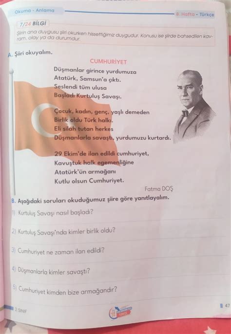 A Şiiri okuyalım CUMHURİYET Düşmanlar girince yurdumuza Atatürk