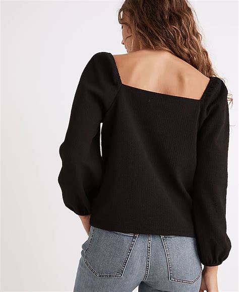 Crepe Square Neck Puff Sleeve Top Madewell