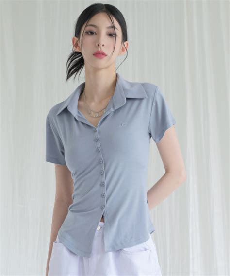 MUSINSA AVANDRESS Sopy Collar Short Sleeve SKY BLUE