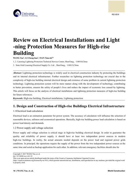 Pdf Review On Electrical Installations And Lightning Protection