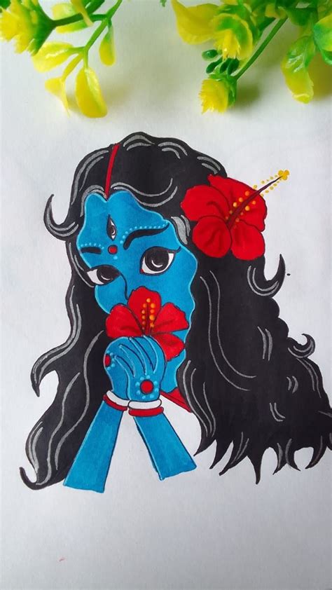 Maa kali drawing ️ ll Cute mahakali drawing easy 🌺 ll | Book art diy ...