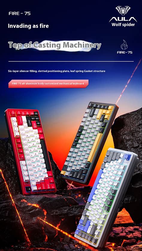 AULA Fire75 Aluminum Wireless Mechanical Keyboard 75 Hot Swappable RGB GASKET Custom Gaming