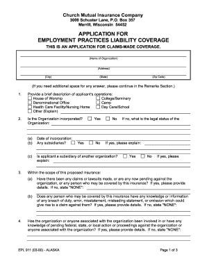 Church Mutual Insurance Company Application For Employment Practices