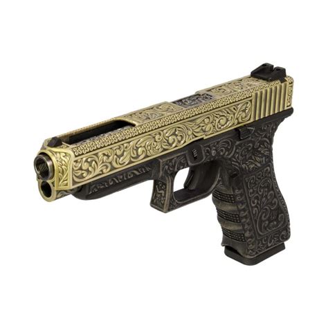 Страйкбольный пистолет WE Glock-34 Gen.3 Bronze с гравировкой (WE-G008 ...