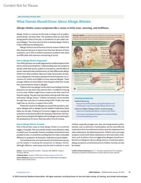 What Parents Should Know About Allergic Rhinitis : JAMA Pediatrics