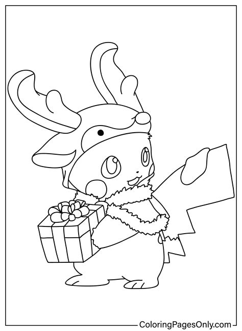 Christmas Pikachu Coloring Page - Free Printable Coloring Pages