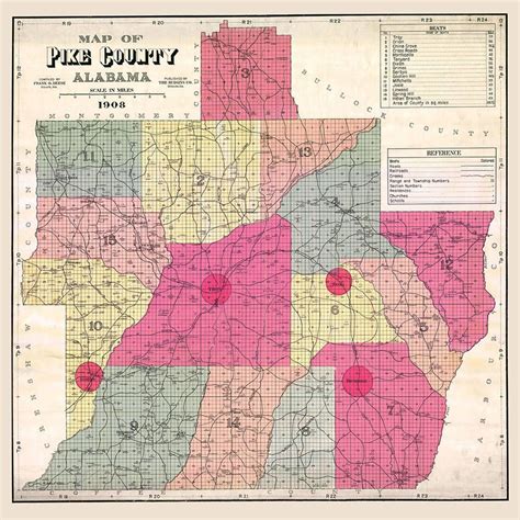 1908 Map of Pike County Alabama - Etsy