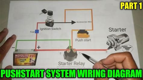 Starter Wiring Diagram Starter Motor Starter Relay Push Start Switch Ignition Switch Youtube