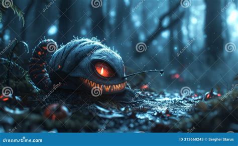 A Creepy Looking Creature with Glowing Eyes is Sitting in the Woods, AI Stock Image - Image of ...