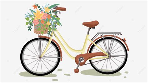 Bicycle Flower Basket Bicycle Cycling Ride On A Bicycle PNG