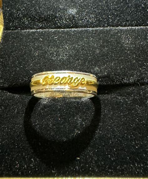 Silver with gold name ring - Hamara Choice