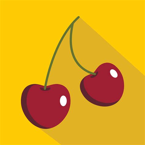 Two Ripe Red Cherry Berries Icon Flat Style 15209770 Vector Art At