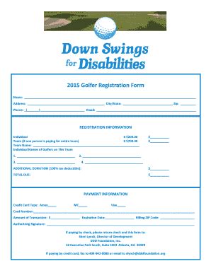 Fillable Online Dddfoundation 2015 Golfer Registration Form DDD