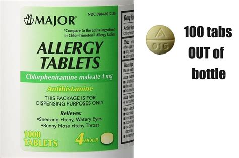 Chlorpheniramine Maleate 4mg Chlor Trimeton 100ct1000 Ct Antihistamine