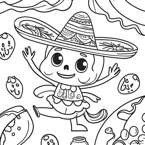 Colorful Mexican Fiesta Coloring Page (551-444)