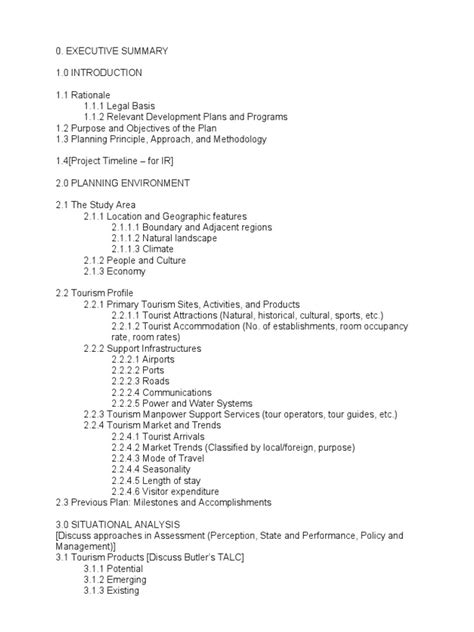 Tourism Development Plan Format Pdf Tourism Infrastructure