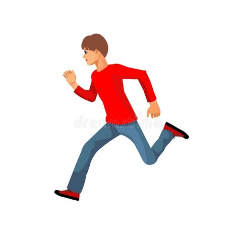 Vector Figure Of A Fast Running Teenage Boy In Profile Stock Vector