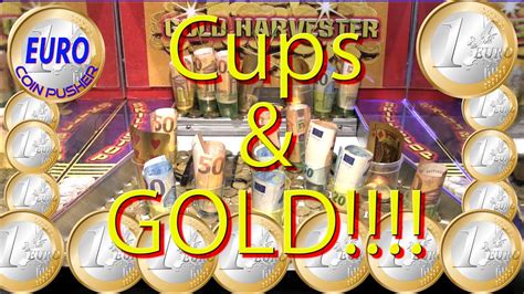 Cups Full Of Money And GOLD Euro Coin Pusher Episode 214 YouTube